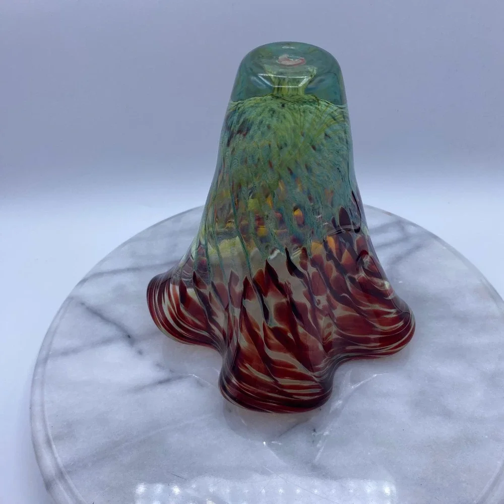 Vintage Artist Signed Studio Abstract Art Glass 1998 Handblown Ruffled Vase 7.5